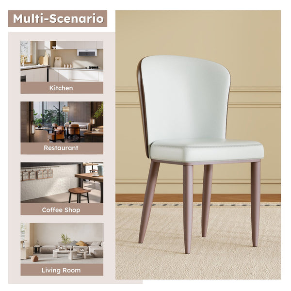 English Elm Modern PU Leather Dining Chairs with Carbon Steel Legs, Water‑Resistant, Stain‑Proof, 4-Pack for Home White W2699P338888