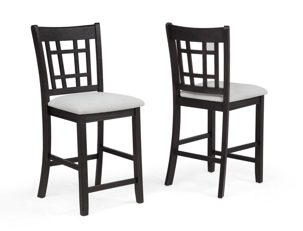 English Elm 2pc Hartwell Counter Height Upholstered Pub Chairs with Lattice Back Rustic Farmhouse Comfort Set Charcoal Black 42.75 L x 20.25 W x 11 H B011P373710