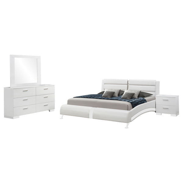English Elm Fillmore White 4-Piece Eastern King Bedroom Set - Modern, Sleek Design With Ample Storage & Style B062S01371