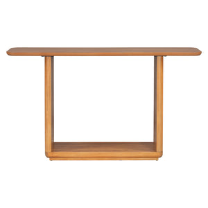 English Elm Mirod Acacia Veneer Console Table with U-base and Curved Edges for Entryway Brown N760P237958D