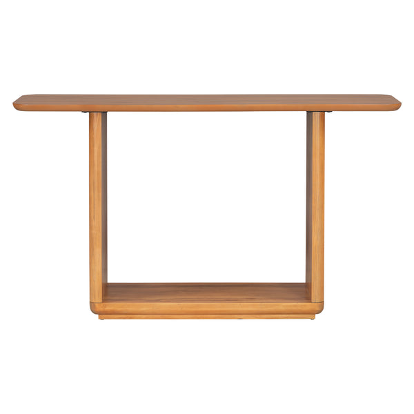 English Elm Mirod Acacia Veneer Console Table with U-base and Curved Edges for Entryway Brown N760P237958D
