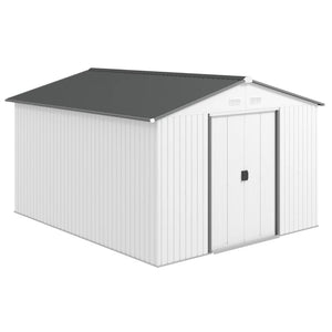 English Elm Spacious Galvanized Steel Outdoor Shed with Vented Sloped Roof and Lockable Double Doors T3971S00168