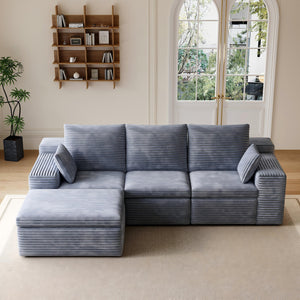 English Elm U Shaped Modular Corduroy Sectional with Cloud Foam Seating for Modern Living Rooms W1825S00025