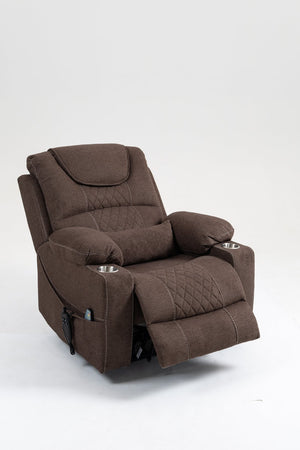 English Elm Lounge Electric Lift Recliner Chair - Oversized Velvet Sofa With 180° Full Recline & Cup Holders W547S00050