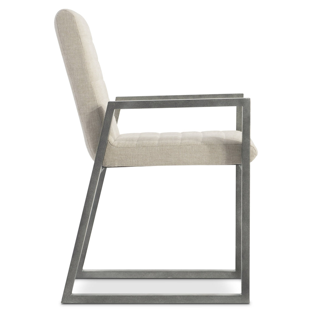 Bernhardt Bernhardt Tribeca Arm Chair — Modern Horizontal Channel Upholstery, Textured Aluminum Sled Base, Durable Comfort 333542
