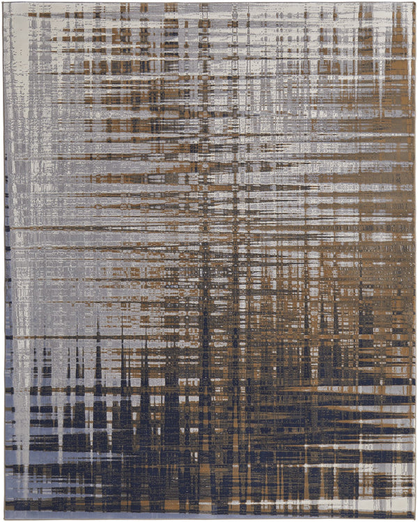 Feizy Rugs Clio Abstract Expressionist Area Rug – Luxurious High-low Pile Design For Modern Interiors Blue,Orange,Gray Polypropylene Clo39k4fnvygryf01