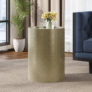 English Elm Christopher Knight Home® - METAL Round Hammered Accent Side Table with Textured Iron Frame, Modern Industrial Chic Decor Gold 65502.00GLD