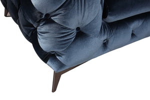 VIG Furniture Delilah Blue Velour Loveseat With Diamond Tufting, Plush Cushions & Black Stainless Legs - Modern Glam VGCA1546-BLU-LOVE