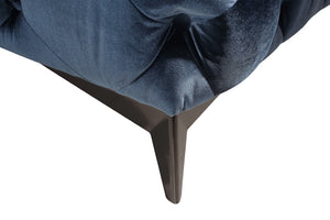VIG Furniture Delilah Blue Velour Loveseat With Diamond Tufting, Plush Cushions & Black Stainless Legs - Modern Glam VGCA1546-BLU-LOVE