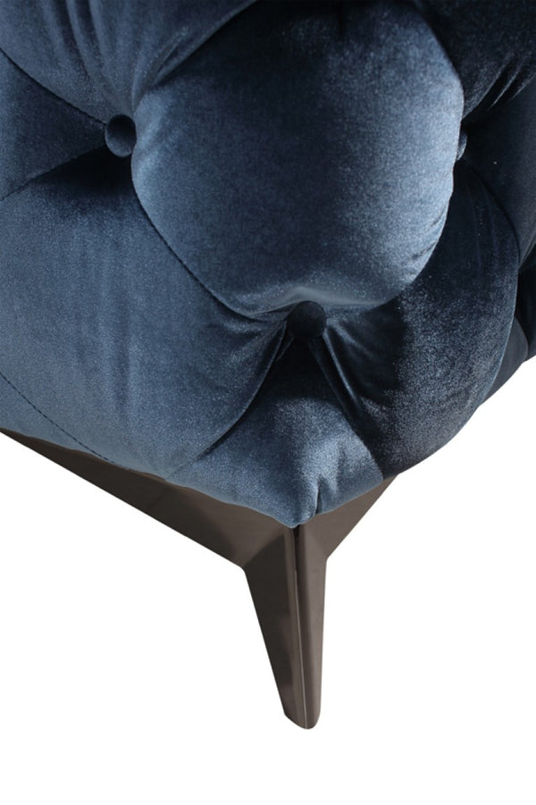 VIG Furniture Delilah Blue Velour Loveseat With Diamond Tufting, Plush Cushions & Black Stainless Legs - Modern Glam VGCA1546-BLU-LOVE