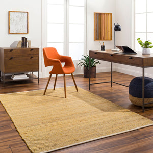 Livabliss Demi Handwoven Jute Flatweave Area Rug Natural Fiber Accent for Entryways and Bohemian Rooms Mustard, Cream 9' x 12' DEM2302-912