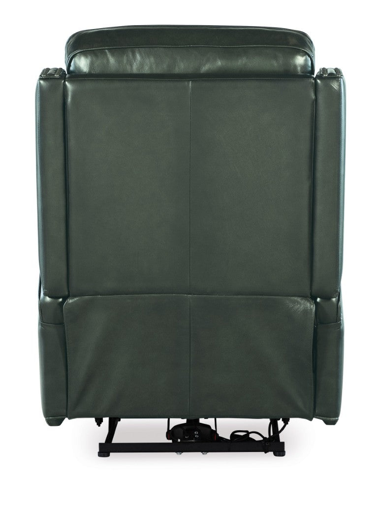 Hooker Furniture Hamilton Luxe Power Recliner With Semi-Aniline Leather, Zero-Gravity Recline, Usb Port, Nailhead Trim Green SS116-PHZ1-029