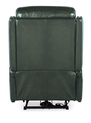 Hooker Furniture Hamilton Luxe Power Recliner With Semi-Aniline Leather, Zero-Gravity Recline, Usb Port, Nailhead Trim Green SS116-PHZ1-029