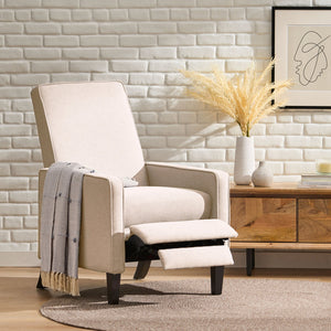 English Elm Christopher Knight Home® - Minimalist Push Back Chair with Thick Cushion and Birch Wood Legs for Stylish, Durable Comfort Beige 57444.00BEI