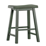 Homelegance By Top-Line Barrett Saddle Seat Counter Height Backless Stools (Set of 2) Green Rubberwood