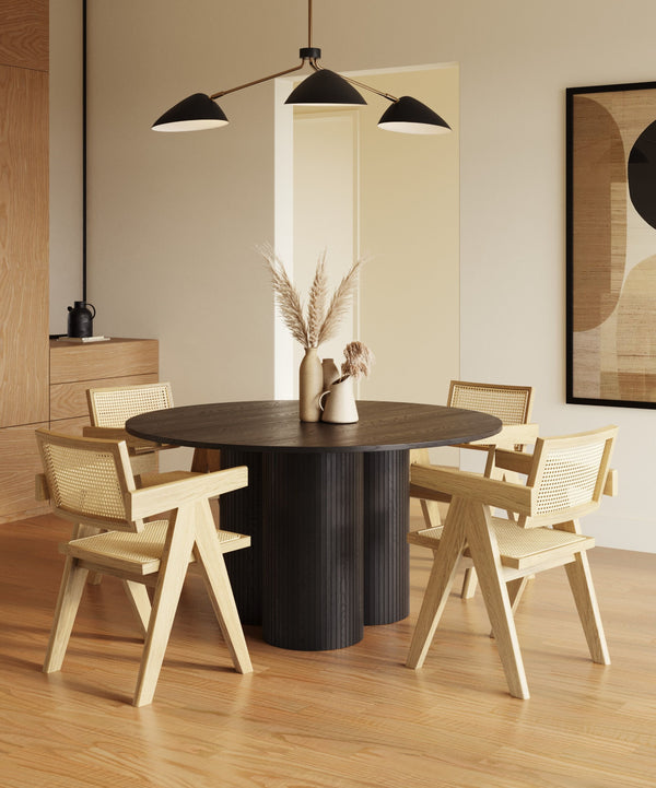 VIG Furniture Modrest Depew - Mid-Century Modern Black Oak Round Dining Table VGDWJ3646-1-BLK