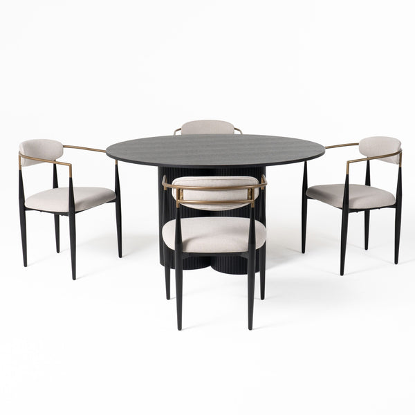 VIG Furniture Modrest Depew - Mid-Century Modern Black Oak Round Dining Table VGDWJ3646-1-BLK