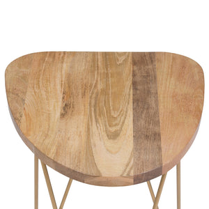 English Elm Patrice Handcrafted Mango Wood Accent Table with Gold Hairpin Legs — Natural Finish, Modern Chic B136P158987