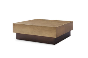 VIG Furniture Derek Square Modern Metal Coffee Table W39 X D39 X H14 — Golden Top & Antique Copper Base, No Assembly Needed VGVCCT129-GRY-CT