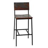 Zoey Rustic Acacia and Antique Iron High Back Bar Stool, Set of 2