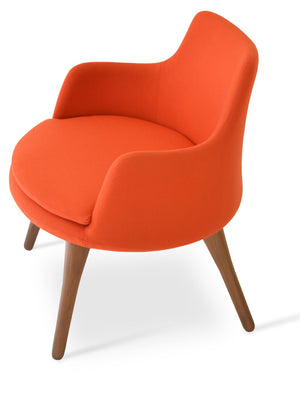 Soho Concept Dervish Lounge Chairs: Elegant High Back Design, Durable Wool Fabrics & 10-year Guarantee, Walnut Finish Walnut,Orange  Soho-concept-dining-chair-13052