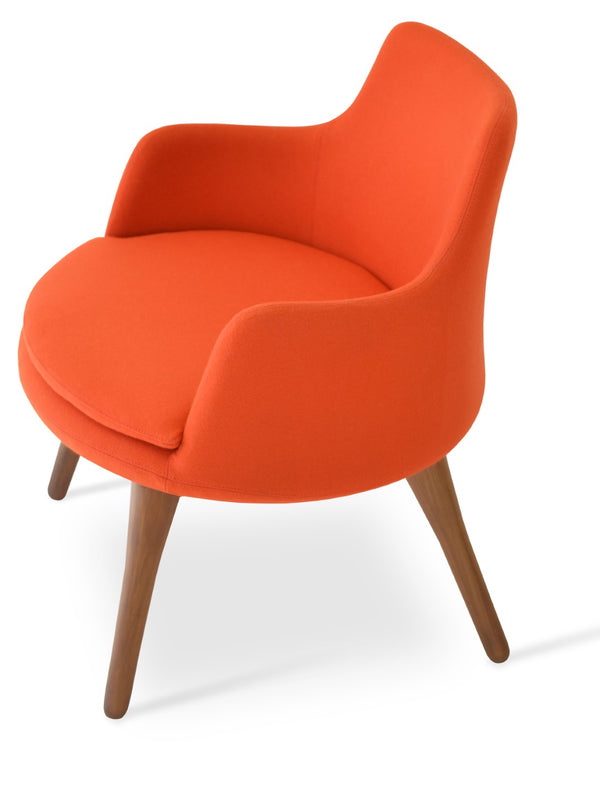 Soho Concept Dervish Lounge Chairs: Elegant High Back Design, Durable Wool Fabrics & 10-year Guarantee, Walnut Finish Walnut,Orange  Soho-concept-dining-chair-13052