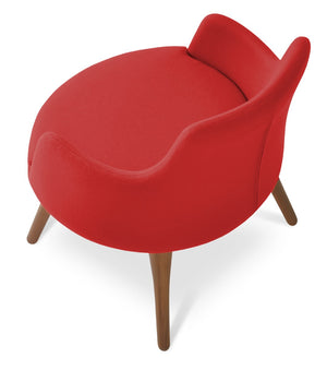 Soho Concept Dervish Lounge Chair In Camira Era Fabric – 10-year Guarantee, Stylish Walnut & Vibrant Red Finish Walnut,Red  Soho-concept-dining-chair-13049