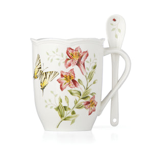 Lenox Butterfly Meadow Mug & Spoon Multi, WHITE PORCELAIN 890916