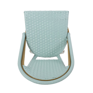 English Elm 29.5" Outdoor Pe Rattan Bistro Barstools Set of 2 Woven Teal French Cafe Style 72606.00LT