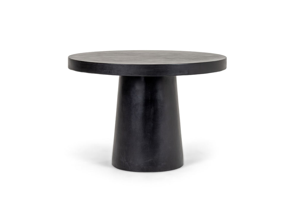 VIG Furniture Desoto Modern Concrete Round Table With Tapered Pedestal — Sculptural, Weather-Resistant Centerpiece For Four Black Dining Table VGGR-630510-BLK
