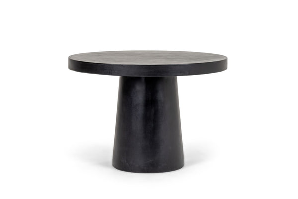 VIG Furniture Desoto Modern Concrete Round Table With Tapered Pedestal — Sculptural, Weather-Resistant Centerpiece For Four Black Dining Table VGGR-630510-BLK