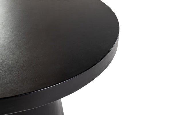 VIG Furniture Desoto Modern Concrete Round Table With Tapered Pedestal — Sculptural, Weather-Resistant Centerpiece For Four Black Dining Table VGGR-630510-BLK