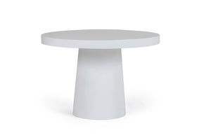 VIG Furniture Desoto Modern Concrete Round Table With Tapered Pedestal — Sculptural, Weather-Resistant Centerpiece For Four White Dining Table VGGR-630510-WHT