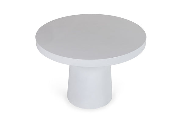 VIG Furniture Desoto Modern Concrete Round Table With Tapered Pedestal — Sculptural, Weather-Resistant Centerpiece For Four White Dining Table VGGR-630510-WHT