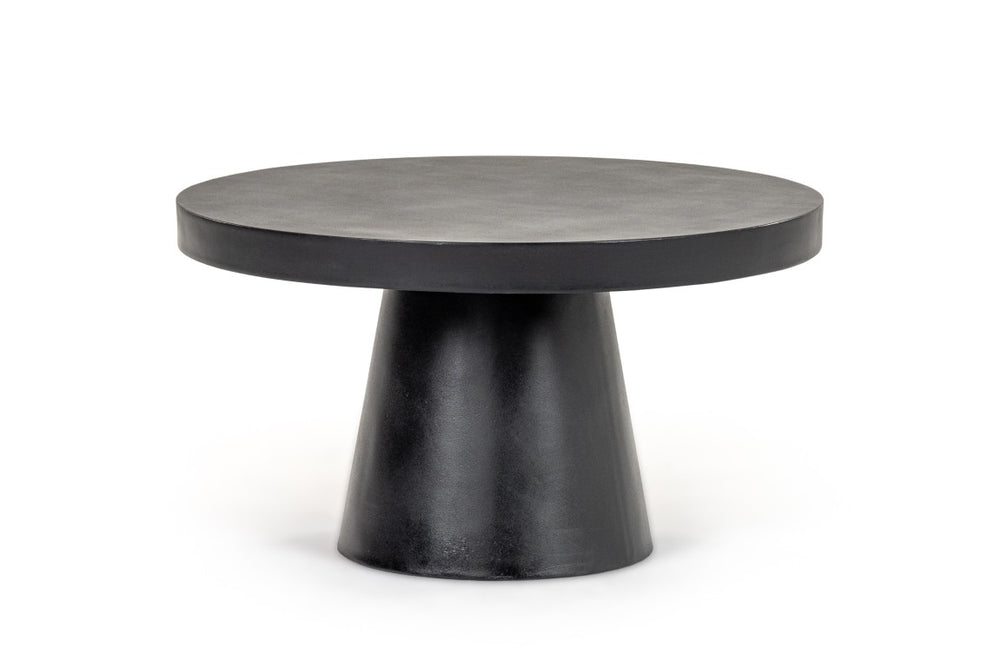 VIG Furniture Desoto Sculptural Round Concrete Table With Conical Base — Durable Weather-Resistant Modern Centerpiece Black Coffee Table VGGR-696070-BLK