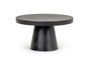 VIG Furniture Desoto Sculptural Round Concrete Table With Conical Base — Durable Weather-Resistant Modern Centerpiece Black Coffee Table VGGR-696070-BLK