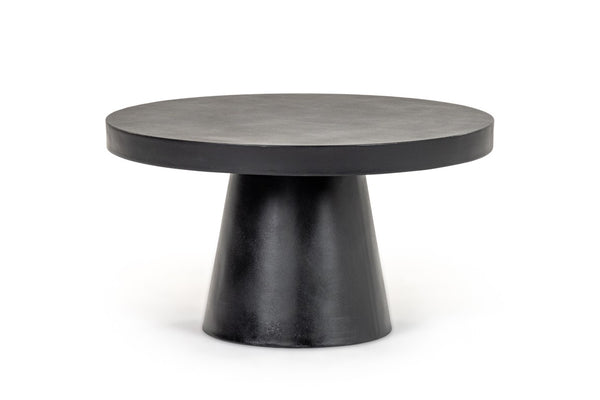 VIG Furniture Desoto Sculptural Round Concrete Table With Conical Base — Durable Weather-Resistant Modern Centerpiece Black Coffee Table VGGR-696070-BLK