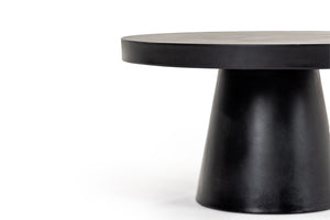 VIG Furniture Desoto Sculptural Round Concrete Table With Conical Base — Durable Weather-Resistant Modern Centerpiece Black Coffee Table VGGR-696070-BLK