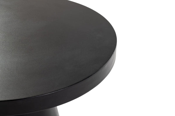 VIG Furniture Desoto Sculptural Round Concrete Table With Conical Base — Durable Weather-Resistant Modern Centerpiece Black Coffee Table VGGR-696070-BLK
