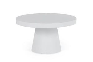 VIG Furniture Desoto Sculptural Round Concrete Table With Conical Base — Durable Weather-Resistant Modern Centerpiece White Coffee Table VGGR-696070-WHT