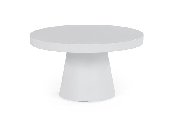 VIG Furniture Desoto Sculptural Round Concrete Table With Conical Base — Durable Weather-Resistant Modern Centerpiece White Coffee Table VGGR-696070-WHT