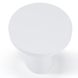 VIG Furniture Desoto Modern Concrete Round Accent Table With Tapered Pedestal, Weather-Resistant Sculptural Design White End Table VGGR-DESTOTO-WHT