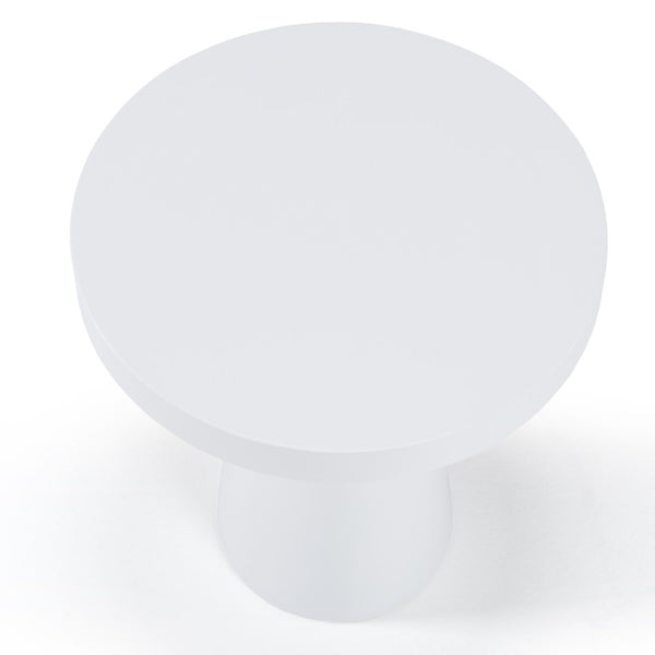 VIG Furniture Desoto Modern Concrete Round Accent Table With Tapered Pedestal, Weather-Resistant Sculptural Design White End Table VGGR-DESTOTO-WHT
