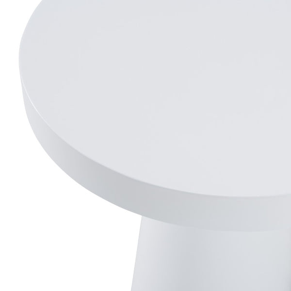 VIG Furniture Desoto Modern Concrete Round Accent Table With Tapered Pedestal, Weather-Resistant Sculptural Design White End Table VGGR-DESTOTO-WHT