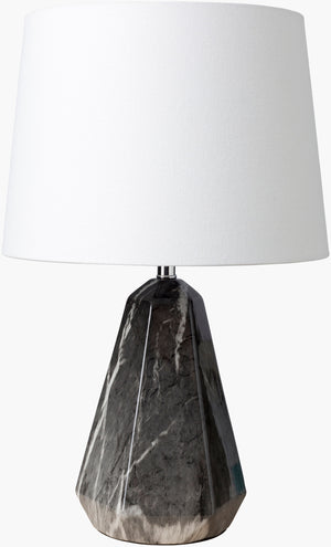 Surya Destin Modern 21" Accent Table Lamp - Elegant Ceramic Design With Linen Shade For Chic Decor Body, Black,Harp, Metallic ,Nickel Ceramic,Linen,Polyester,Iron Det-100