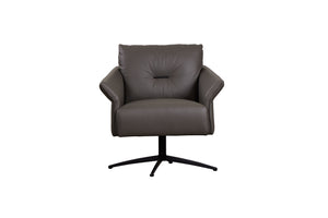 Porter Designs Porter Virgo Swivel Accent Chair In Gray Leather - Mid-century Modern Design With Flared Arms Gray Leather 12-204-02t-0239-kit