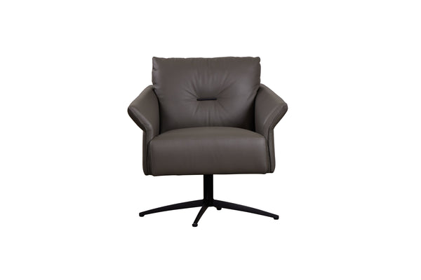 Porter Designs Porter Virgo Swivel Accent Chair In Gray Leather - Mid-century Modern Design With Flared Arms Gray Leather 12-204-02t-0239-kit