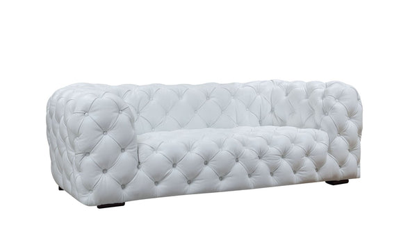 VIG Furniture Dexter Italian Leather Sofa In White — Diamond Tufted Tuxedo Arms, Water‑Resistant, 92"W VGCA114-WHT-S