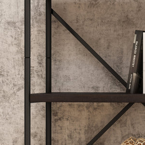 English Elm Christopher Knight Home® - Metal Pipe bookshelf with firwood shelves and X-frame iron support for industrial durable display decor Black 63818.00DWAL