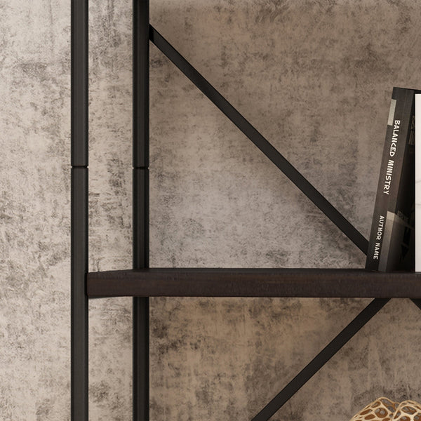 English Elm Christopher Knight Home® - Metal Pipe bookshelf with firwood shelves and X-frame iron support for industrial durable display decor Black 63818.00DWAL